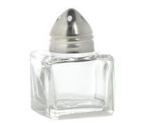 HUBERT 0.5 oz Square Clear Glass Salt/Pepper Shaker With Stainless Steel Top