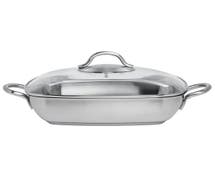 Expressly Hubert Colorscape Single-Ply Square Satin Stainless Steel Pan With Glass Lid - 11"L x 11"W x 2 2/5"H