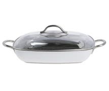 Expressly Hubert Colorscape Single-Ply Square White Stainless Steel Pan With Glass Lid - 11"L x 11"W x 2 2/5"H