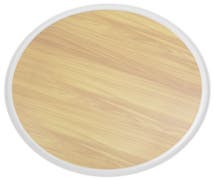 Expressly HUBERT Round Faux Light Wood Melamine Tray with White Border - 14"D