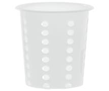 HUBERT Round Perforated White Polyethylene Flatware Cylinder - 4 1/2"Dia x 5 1/2"H
