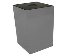 HUBERT 28 gal Slate Steel Recycling Squared Container with Round Opening - 15"L x 15"W x 28"H
