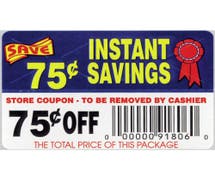 Bollin Label 75 Off Instant Savings Coupon Adhesive Food Labels - 3"L x 2"H
