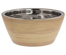 Expressly HUBERT Butcher Block Faux Wood Melamine Bowl With Stainless Steel Bowl Insert - 12"Dia x 6 1/2"H