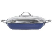 Expressly Hubert Colorscape Single-Ply Square Blue Stainless Steel Pan With Glass Lid - 11"L x 11"W x 2 2/5"H