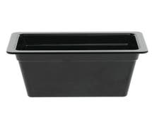 Expressly Hubert 1/3 Size Black Melamine Cold Food Pan - 12 1/2"L x 6 3/4"W x 6"H