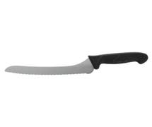 Hubert Stainless Steel Offset Bread Knife with Black Polypropylene Handle - 9"L Blade