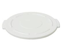 White Plastic Flat Lid For 10 gal Trash Receptacles - 15 3/5"Dia x 1"H