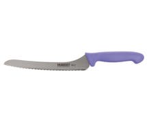 Hubert Stainless Steel Offset Bread Knife with Purple Polypropylene Handle - 9"L Blade