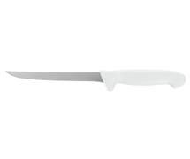 HUBERT Stainless Steel Stiff Boning Knife with White Polypropylene Handle - 6"L Blade