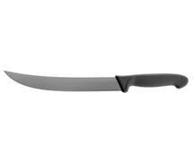 Hubert Stainless Steel Curved Cimeter Knife with Black Polypropylene Handle - 10"L Blade