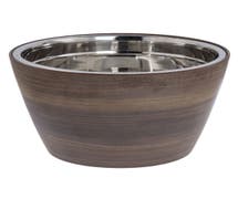 Expressly HUBERT Acacia Faux Wood Melamine Bowl With Stainless Steel Bowl Insert - 12"Dia x 6 1/2"H
