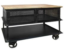 Expressly Hubert Black Iron Mobile Industrial Cart - 39"L x 15 1/2"W x 31 1/2"H
