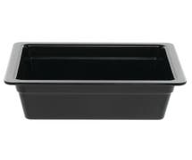 Expressly Hubert 1/2 Size Black Melamine Cold Food Pan - 10 3/8"L x 12 3/4"W x 4"H