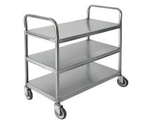 Hubert Stainless Steel 3-Shelf Utility Cart With Double Loop Handle - 39"L x 22"D x 44 1/2"H