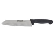 HUBERT Stainless Steel Granton Edge Santoku Knife with Black Polypropylene Handle - 7"L Blade