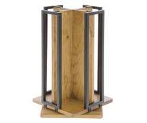 Expressly Hubert Black Metal and Reclaimed Wood Revolving Cup and Lid Dispenser - 8 1/8"W x 8 1/8"D x 18 1/8"H