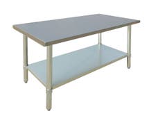 Hubert Stainless Steel Work Table Flat Top With Half-Square Edge - 60"L x 24"W x 34"H
