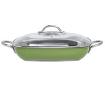Expressly Hubert Colorscape Single-Ply Square Green Stainless Steel Pan With Glass Lid - 11"L x 11"W x 2 2/5"H