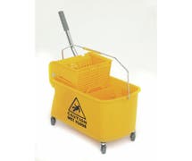 HUBERT 21 qt Yellow Plastic Mop Bucket With Side Press Wringer - 10 1/2"L x 26 1/2"W x 24"H
