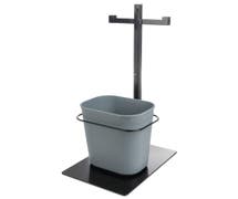 Hubert Black Double Arm Modular PPE & Sanitizer Stand With Trash Can - 15 1/5"L x 12 3/5"W x 29"H