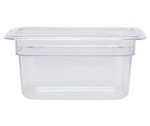 Hubert 1/6 Size Clear Polycarbonate Cold Food Pan - 4"D