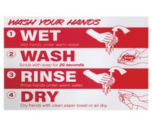Expressly HUBERT Red and White Removable Vinyl Proper Hand Washing Decal - 11"W x 8 1/2"H