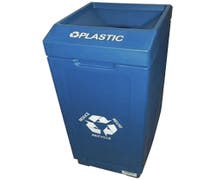 Hubert 39 gal Blue Plastic Open Top Recycling Container For Plastic - 21 1/2"L x 14 1/2"W x 36"H