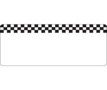 Expressly HUBERT White Vinyl 360 Flex Temp Merchandising Tag With Black Checkerboard Design - 4 3/8"L x 2"H