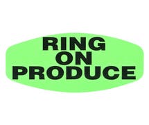 Bollin Labels Fluorescent Green Grabber Grocery Store Labels Black Imprint "Ring On Produce" - 1 3/8"L x 7/8"H