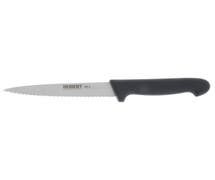 HUBERT Stainless Steel Serrated Carving Knife with Black Santoprene Soft Grip Handle - 6"L Blade