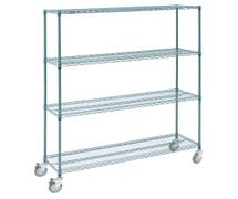 HUBERT 4-Shelf Green Epoxy Mobile Wire Shelving - 60"L x 18"W x 78"H