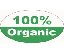 White/Green USDA Food Labels "100% Organic" - 1 1/2"L x 1"H