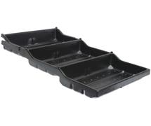 Expressly Hubert Rectangular Black Polystyrene 3-Compartment Adjustable Produce Tray - 38"L x 18"W x 4 3/4"H