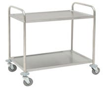 Hubert Stainless Steel 2-Shelf Medium Trolley Cart - 31 9/10"L x 17 9/10"W x 33 5/8"H
