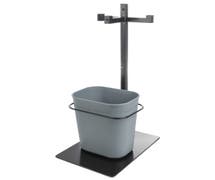 Hubert Black Triple Arm Modular PPE & Sanitizer Stand With Trash Can - 15 1/5"L x 12 3/5"W x 29"H
