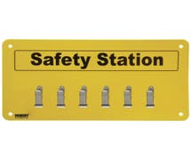 HUBERT Yellow Plastic 6-Clip Safety Station Organizer - 11 1/2"W x 6"H