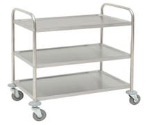 Hubert Stainless Steel 3-Shelf Trolley Cart - 31 9/10"L x 33 5/8"H