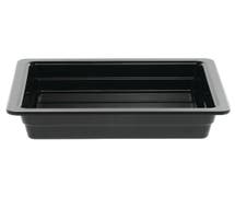 Expressly Hubert 1/2 Size Black Melamine Cold Food Pan - 10 3/8"L x 12 3/4"W x 2 1/2"H