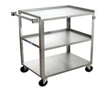 HUBERT Stainless Steel 3-Shelf Medium Duty Utility Cart - 27 1/2"L x 16 3/4"W x 34"H