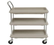 HUBERT Grey Plastic 3-Shelf Deep Ledge Utility Cart - 32 3/4"L x 21 1/2"W x 41"H