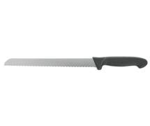 HUBERT Stainless Steel Straight Bread Knife with Black Polypropylene Handle - 10"L Blade