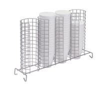 Expressly Hubert 4-Compartment Grid Silver Cup and Lid Organizer - 17"L x 4"D x 12 1/2"H