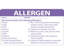 HUBERT White Rectangular Allergen Food Safety Label Purple Imprint - 3"L x 2"H