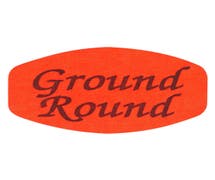 Bollin Labels Fluorescent Red Grabber Grocery Store Labels Black Imprint "Ground Round" - 1 3/8"L x 7/8"H