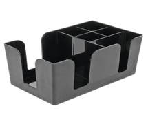 Hubert 6-Compartment Black Plastic Bar Caddy - 9 1/2"L x 5 7/8"W x 4 1/4"H