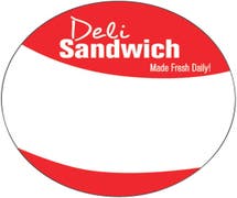 Expressly HUBERT Red Write-In Deli Sandwich Labels - 2"Dia