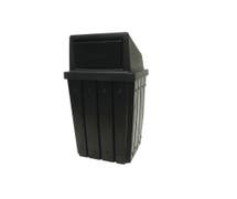 HUBERT 32 gal Black Plastic Indoor/Outdoor Trash Receptacle - 18 1/4"L x 18 1/4"W x 29"H