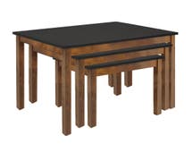 Expressly Hubert Oak Wood Frame with Black Top Small Nesting Table Set