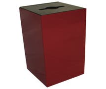 HUBERT 28 gal Red Steel Recycling Squared Container with Combo Opening - 15"L x 15"W x 28"H
